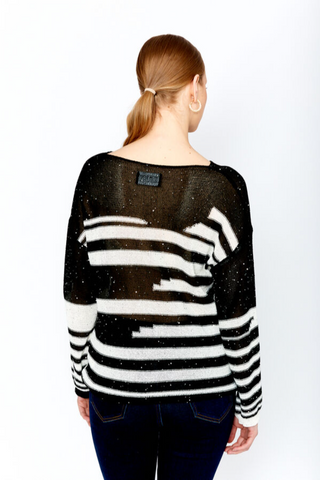 Black/Off White Knit Sweater with beading - By Baano