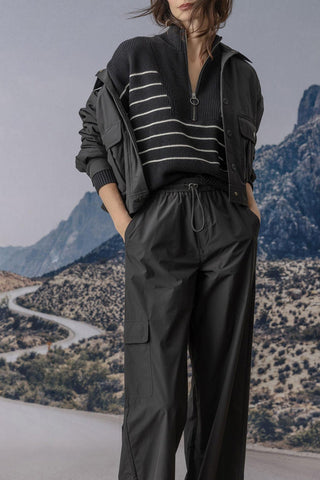 Striped Zip Front Sweater - By Baano