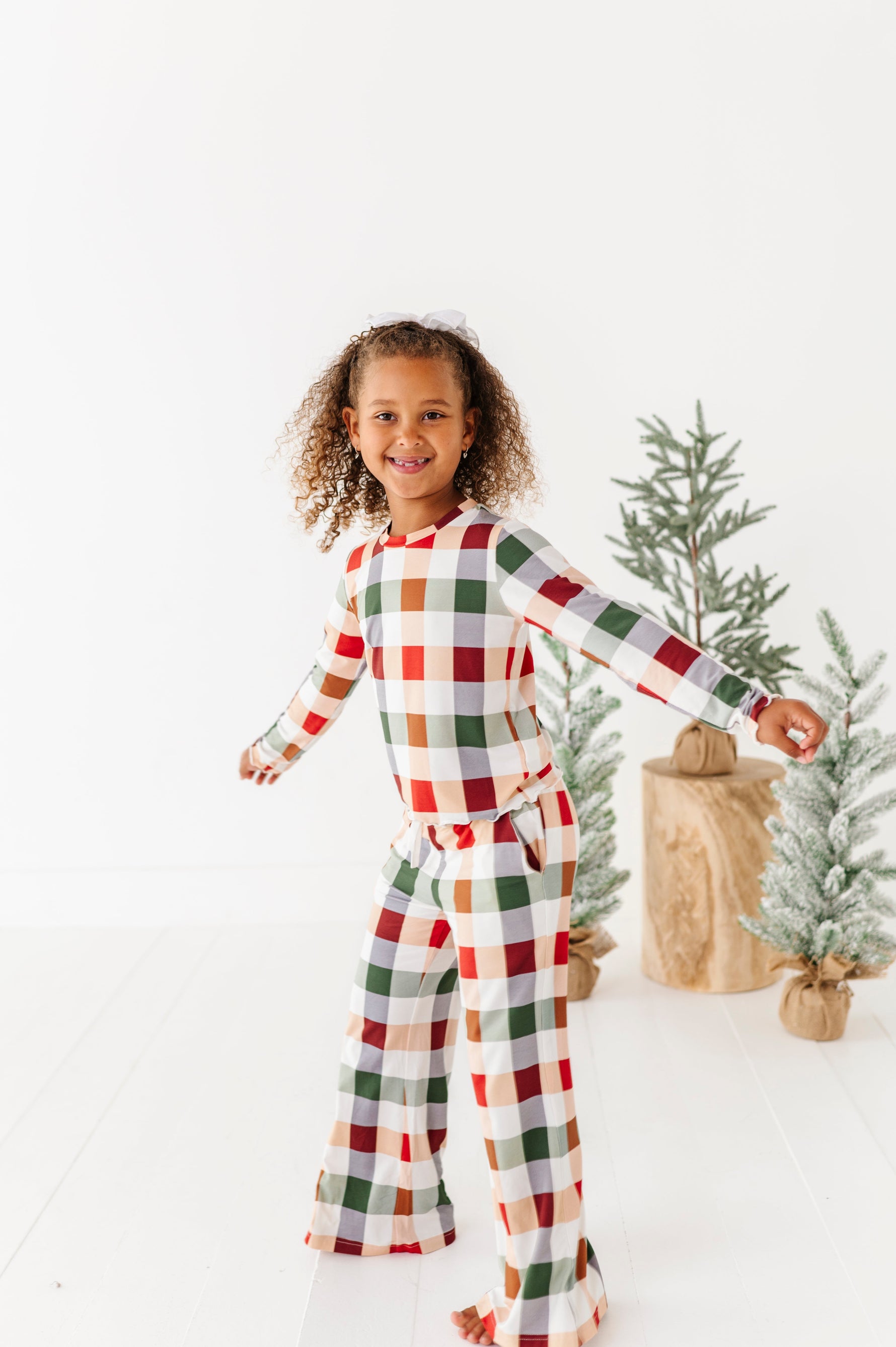 Holiday Plaid | GIRLS WIDE-LEG SET - By Baano