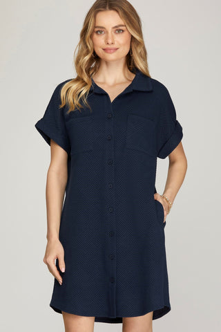 Buttoned In Texture Dress