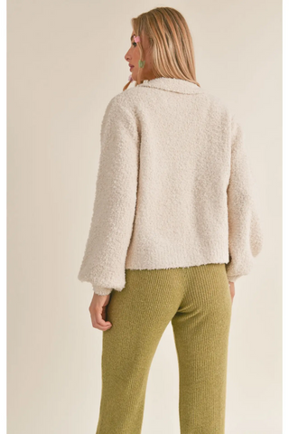 Marguerite Sweater Zip Up: Tan - By Baano