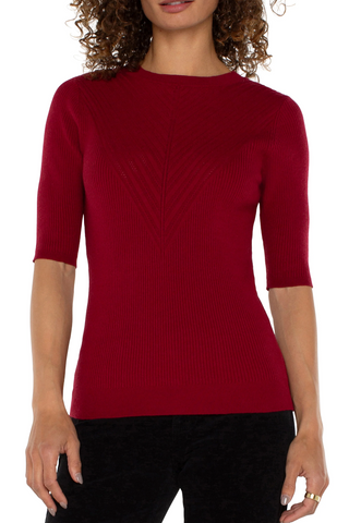 Elbow Sleeve Crew Neck Sweater - By Baano