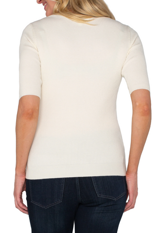 Elbow Sleeve Crew Neck Sweater - By Baano
