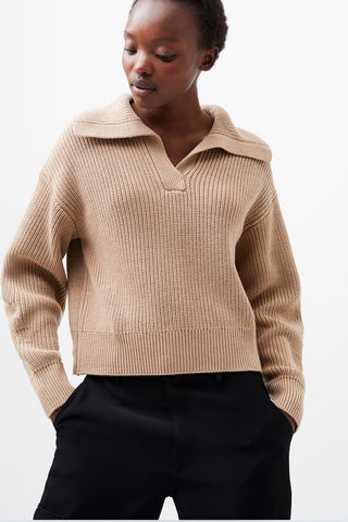 Joss Knit Collared Sweater - By Baano