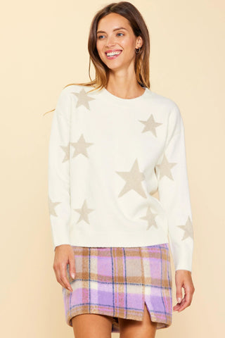 Lurex Star Pattern Sweater - By Baano