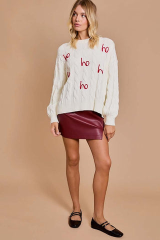 "Ho Ho Ho" Pullover Cable Sweaters