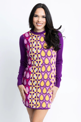 L/S Pattern Sweater Dress - By Baano