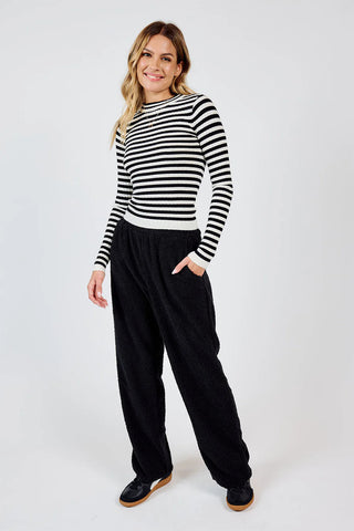 Simply Being Striped Sweater- Black/Ivory - By Baano