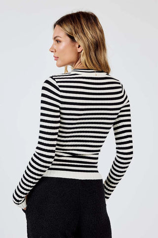 Simply Being Striped Sweater- Black/Ivory - By Baano