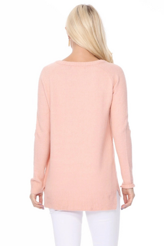 Cozy Heart Jacquard Round Neck Pullover Sweater - By Baano