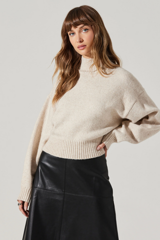 Fiala Mock Neck Sweater - Oatmeal - By Baano