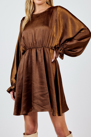 Warm Tea Dolman Sleeve Mini Dress