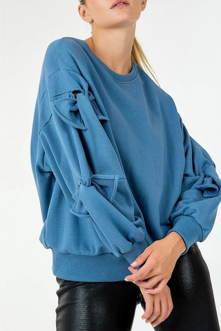 Solid Detail Long Sleeve Pullover Sweater - By Baano