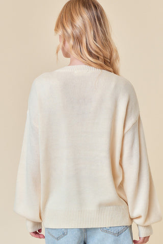 Love Embroidery Long Sleeve Sweater Top - By Baano