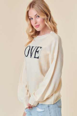 Love Embroidery Long Sleeve Sweater Top - By Baano