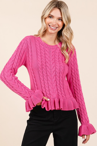 Ruffled Peplum Sweater - By Baano