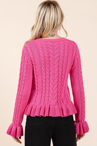 Ruffled Peplum Sweater - By Baano