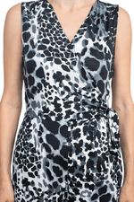 Emma & Michele V - Neck Sleeveless Tie Side Multi Print Pockets ITY Jumpsuit - Glamourous Grace