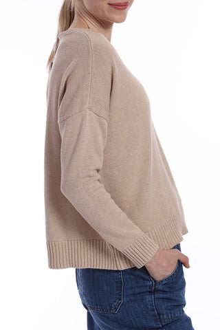 Cotton Cashmere Boxy V Neck Sweater - By Baano