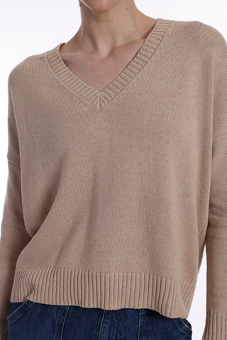 Cotton Cashmere Boxy V Neck Sweater - By Baano