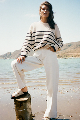 Boyfriend Stripe Sweater - By Baano
