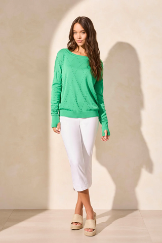 Long Sleeve Crew Neck Sweater with Thumb Holes - By Baano