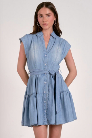 Western Denim Ruffle Dress