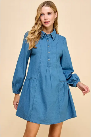 Denim Felled Shirt Dress