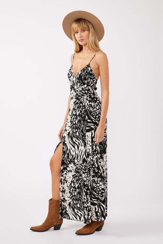 Rayon Spaghetti Strap Tie Back Maxi Dress