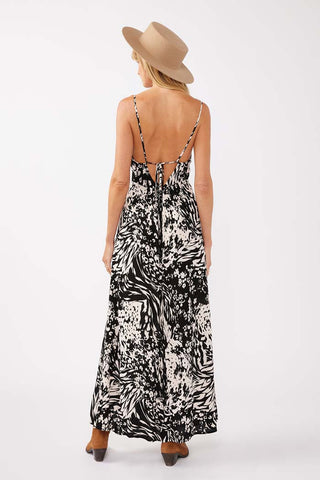 Rayon Spaghetti Strap Tie Back Maxi Dress
