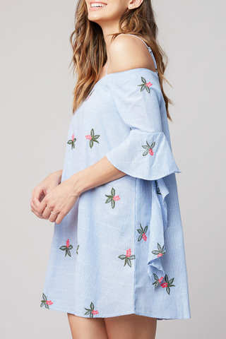 Ruffles Floral Embroidered Dress