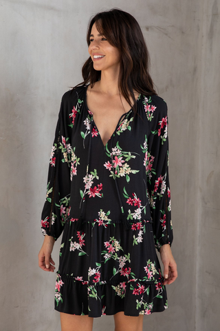 Floral Print Drop Waist Mini Dress