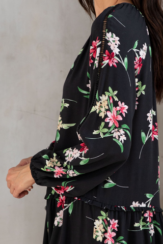 Floral Print Drop Waist Mini Dress