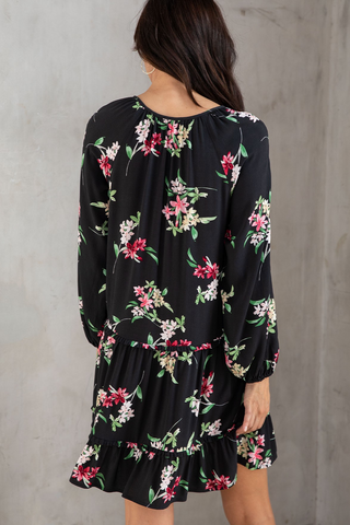 Floral Print Drop Waist Mini Dress