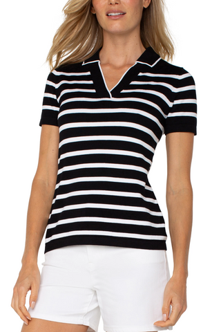 Short Sleeve Collared Sweater - By Baano