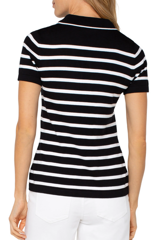 Short Sleeve Collared Sweater - By Baano