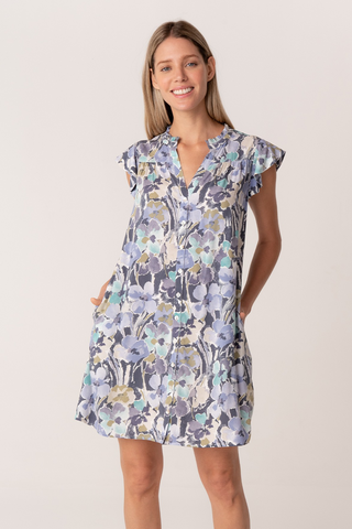 Floral Flutter Sleeve Mini Dress