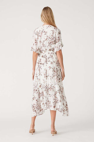 Floral Metallic Pinstripe Surplice Maxi Dress
