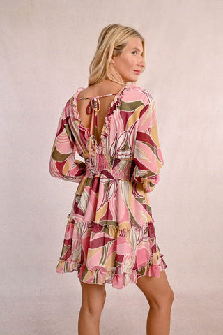 RUFFLE PRINTED DRESS