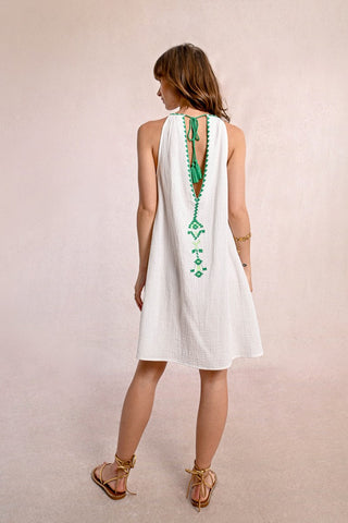 EMBROIDERED POPLIN DRESS