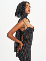 Yadira Black Base Polka Dot Chiffon Maxi Dress Miss Circle