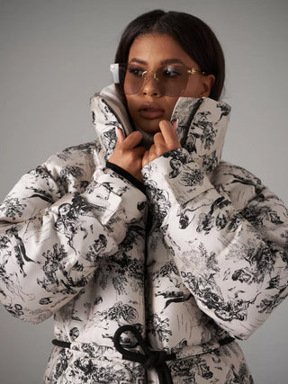 Monochrome Jacquard Down Fill Coat - By Baano