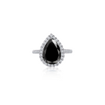 2.0ct Pear Cut Black Moissanite Halo Engagement Ring Ring Deluxe Fine Jewelry