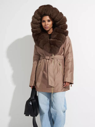 Genuine Polar Fox Fur Trim Rabbit Fur Insulated Parka - By Baano