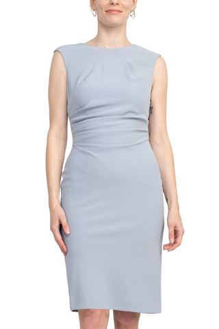 Alberto Makali Crew Neck Sleeveless Bodycon Zipper Back Solid Stretch Crepe Dress - Glamourous Grace