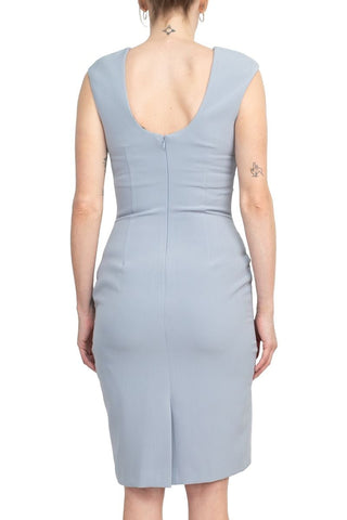 Alberto Makali Crew Neck Sleeveless Bodycon Zipper Back Solid Stretch Crepe Dress - Glamourous Grace
