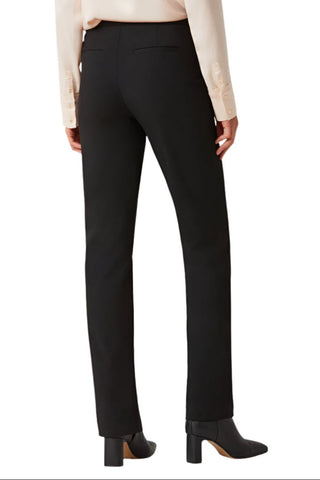 ECRU Designs Banded Waist Button Hook Zipper Closure Slit Front Hem Stretch Crepe Pant - Glamourous Grace