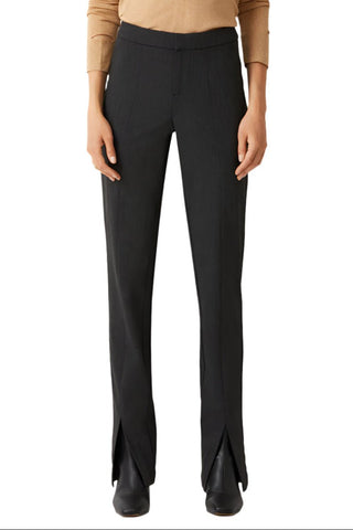 ECRU Designs Banded Waist Button Hook Zipper Closure Slit Front Hem Stretch Crepe Pant - Glamourous Grace