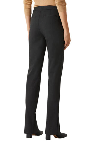 ECRU Designs Banded Waist Button Hook Zipper Closure Slit Front Hem Stretch Crepe Pant - Glamourous Grace