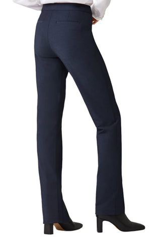 ECRU Designs Banded Waist Button Hook Zipper Closure Slit Front Hem Stretch Crepe Pant - Glamourous Grace